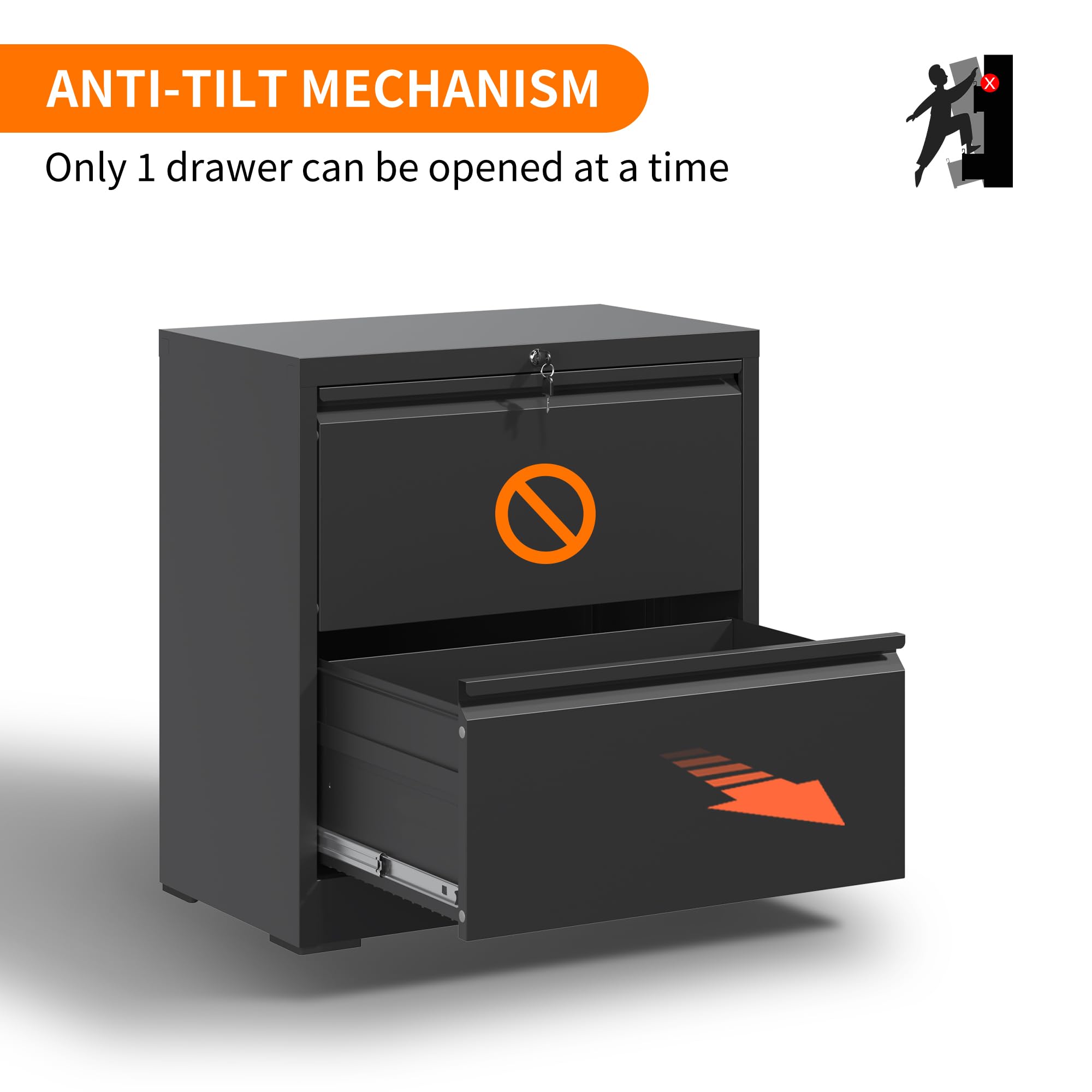 Heavy Duty Locking Metal Filing Cabinet with Drawers - Large Lateral Steel File Cabinet for Home & Office - Stores Legal/Letter Size Documents (Assembly Required) - Perfect for Organizing Office Files, School Records & Home Documents