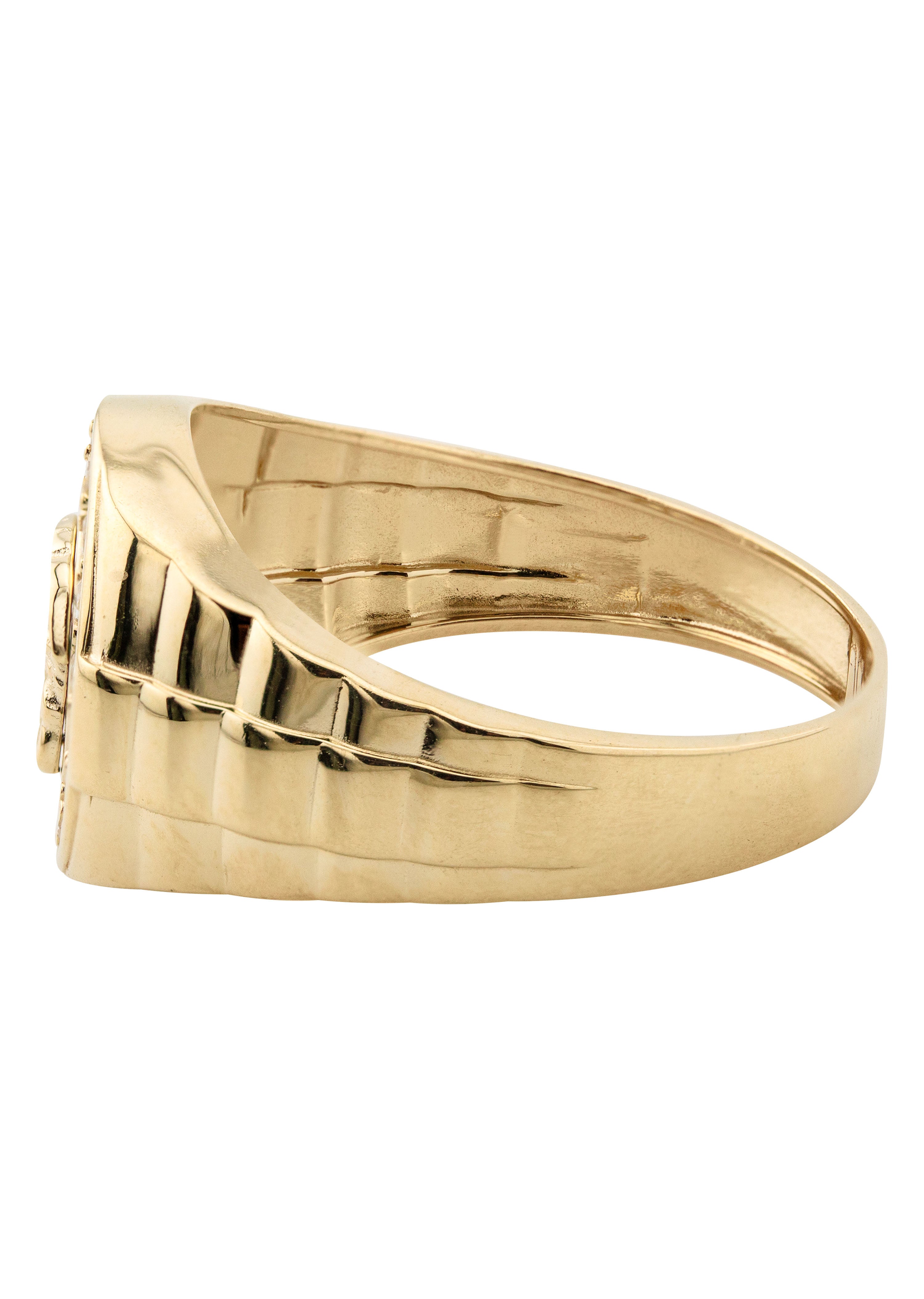 10K Gold Cubic Zirconia Cross Ring for Men - 2.6g Religious Jewelry Gift for Him - Perfect for Church, Weddings & Everyday Wear
