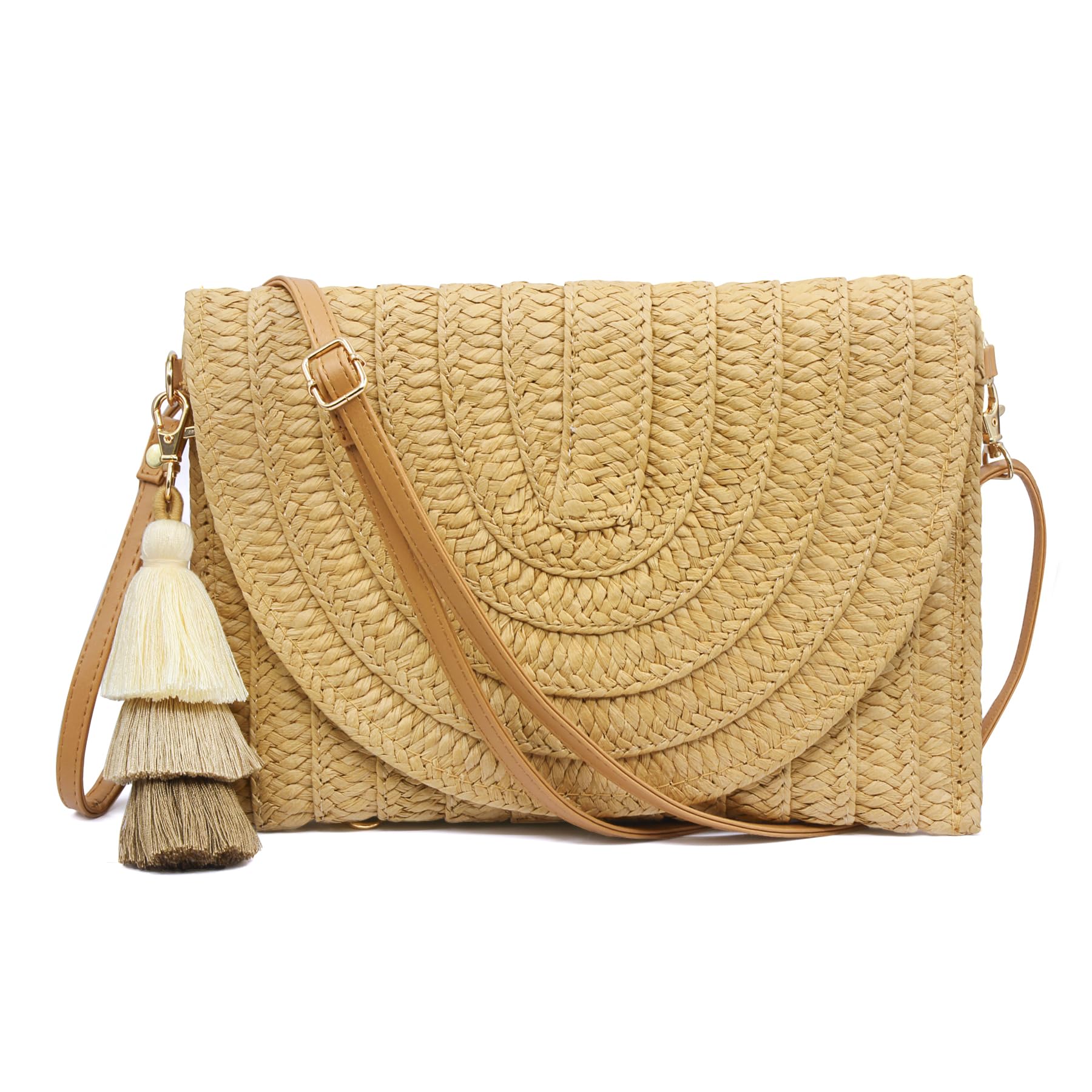 Aovtero Women's Straw Clutch Purse - Crossbody Bag for Summer, Beach Shoulder Bag with Envelope Wallet - Perfect for Vacation, Pool Party, and Outdoor Events
