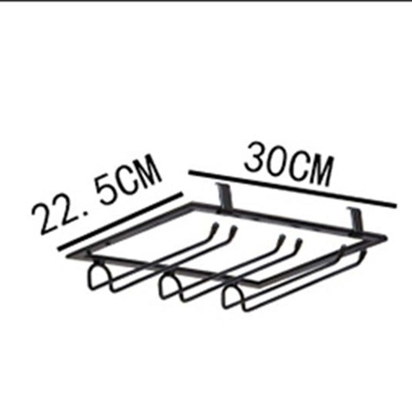 Premium Under Cabinet Stemware Wine Glass Rack - Heavy Duty Metal Hanging Holder for Wine, Champagne & Cocktail Glasses - Space Saving Storage Solution for Kitchen, Bar & Restaurant (Black) - Perfect for Home Entertaining & Commercial Use