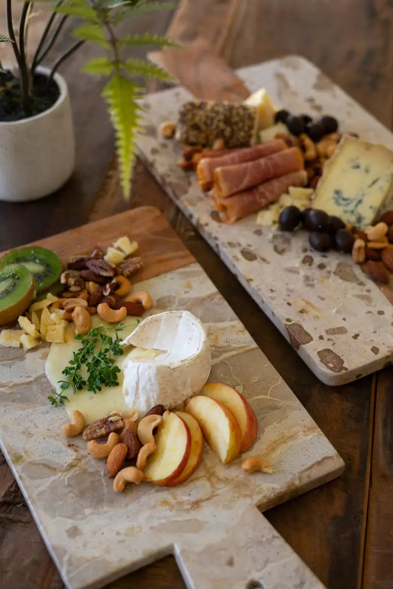 Premium Marble & Acacia Wood Cheese Board Set - Elegant Charcuterie Serving Tray for Entertaining, Wine Pairing & Gourmet Appetizers - Perfect for Dinner Parties, Weddings & Holiday Gatherings