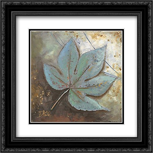 Patricia Pinto 15x15 Black Ornate Framed Double Matted Museum Art Print - Turquoise Leaf II Wall Decor for Living Room, Bedroom & Office