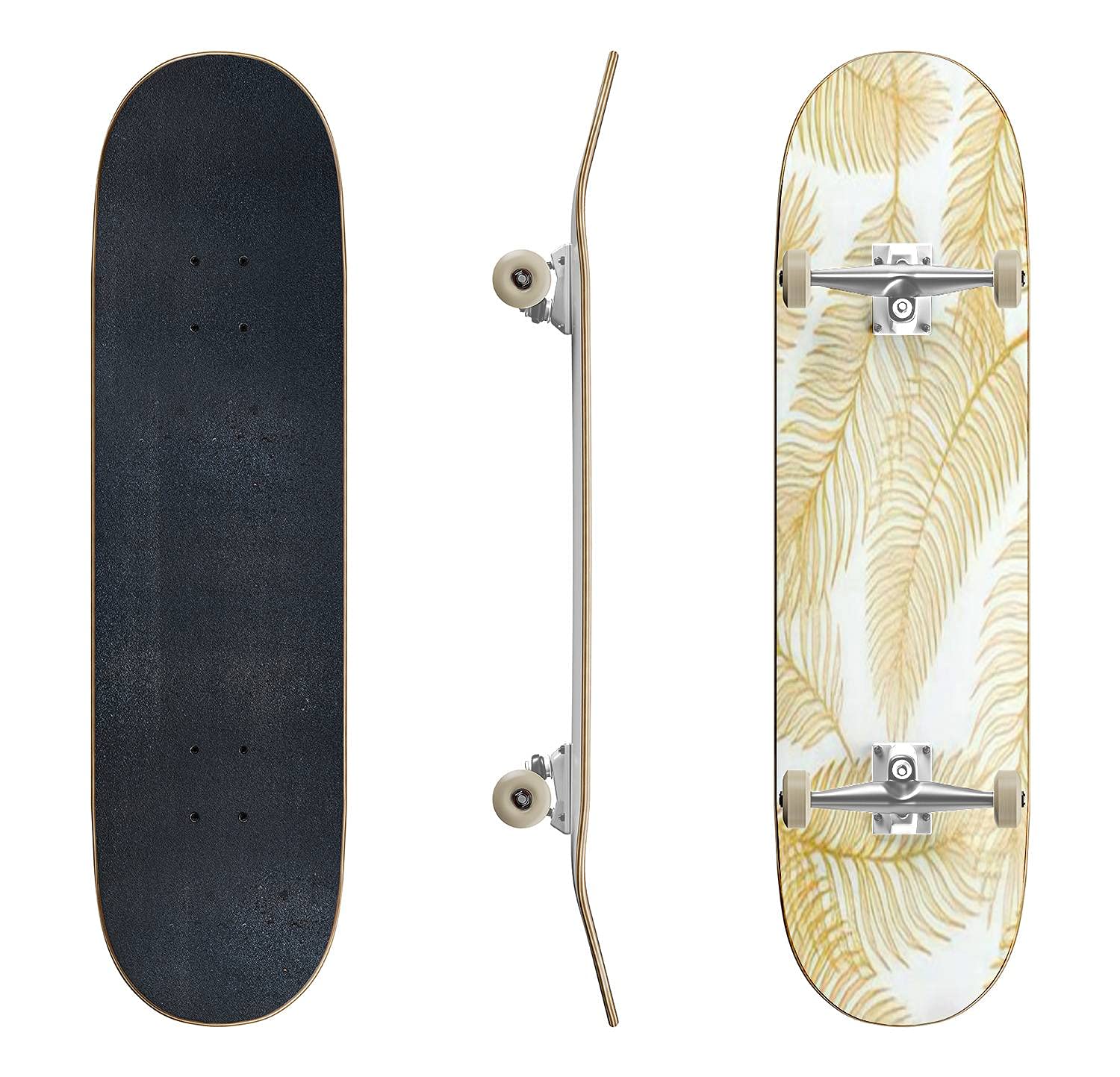 Golden Chain Pattern Skateboard - Classic Concave Design for Beginners & Professionals | Durable Longboard for Extreme Sports & Street Riding | Perfect Teen Gift & Cool Skateboarding Accessory