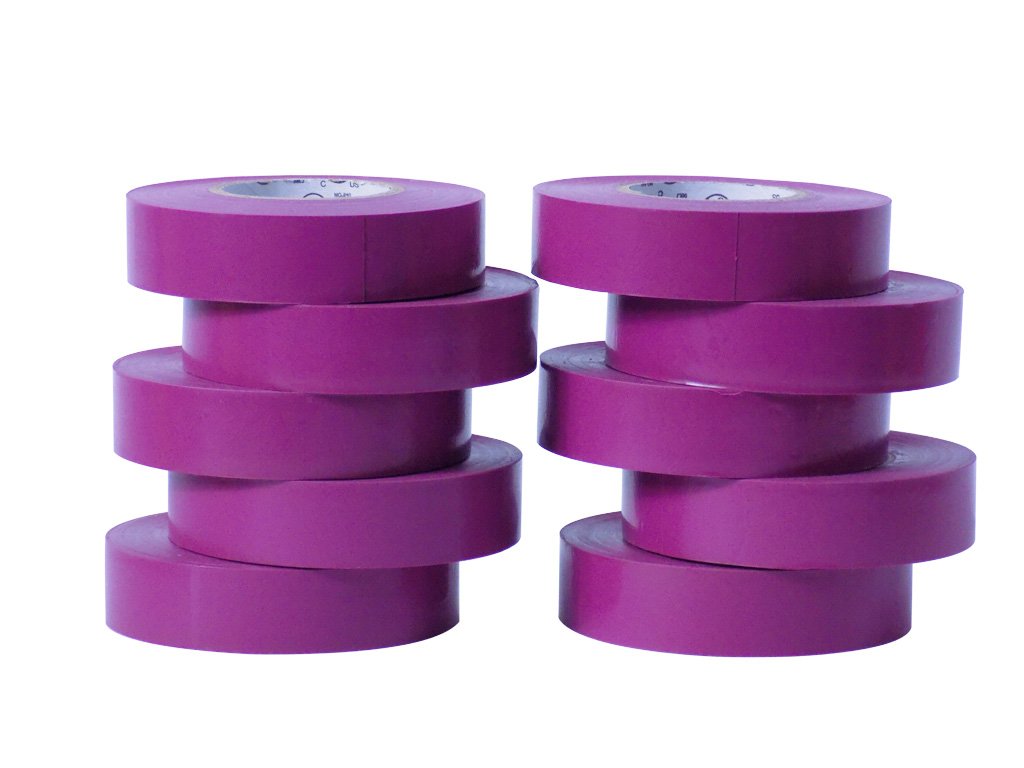 WOD EL-766AW Professional Grade Purple Electrical Tape - UL/CSA Certified, 3/4in x 66ft Vinyl Rubber Adhesive (Case of 100 Rolls) - Ideal for Electrical Repairs, Wire Insulation & DIY Projects