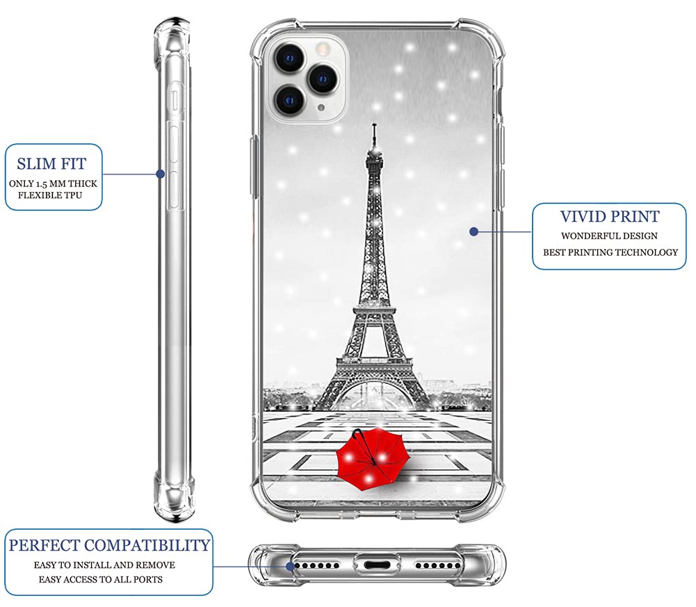 Eiffel Tower iPhone 13 Pro Max Case - Paris Themed Shockproof Rubber Cover with Romantic Design | Compatible with iPhone 13 Pro Max 5G | Perfect for Travel Lovers & Paris Enthusiasts