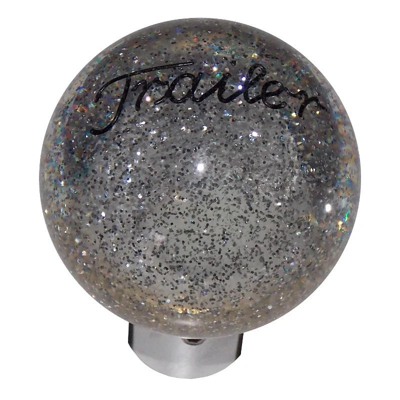 Sparkling Clear Glitter Trailer Brake Knob - Durable & Stylish Replacement for RV, Boat & Utility Trailers - Perfect for Night Driving & Custom Upgrades