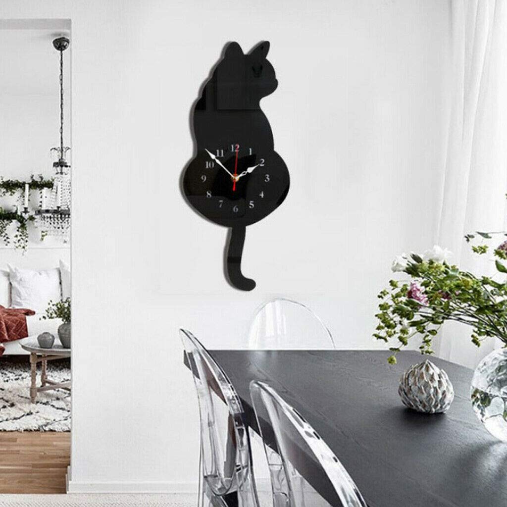Stylish Acrylic Cat Wall Clock with Wagging Tail - Modern Home & Office Decor for Cat Lovers | Perfect for Living Room, Bedroom, or Workspace