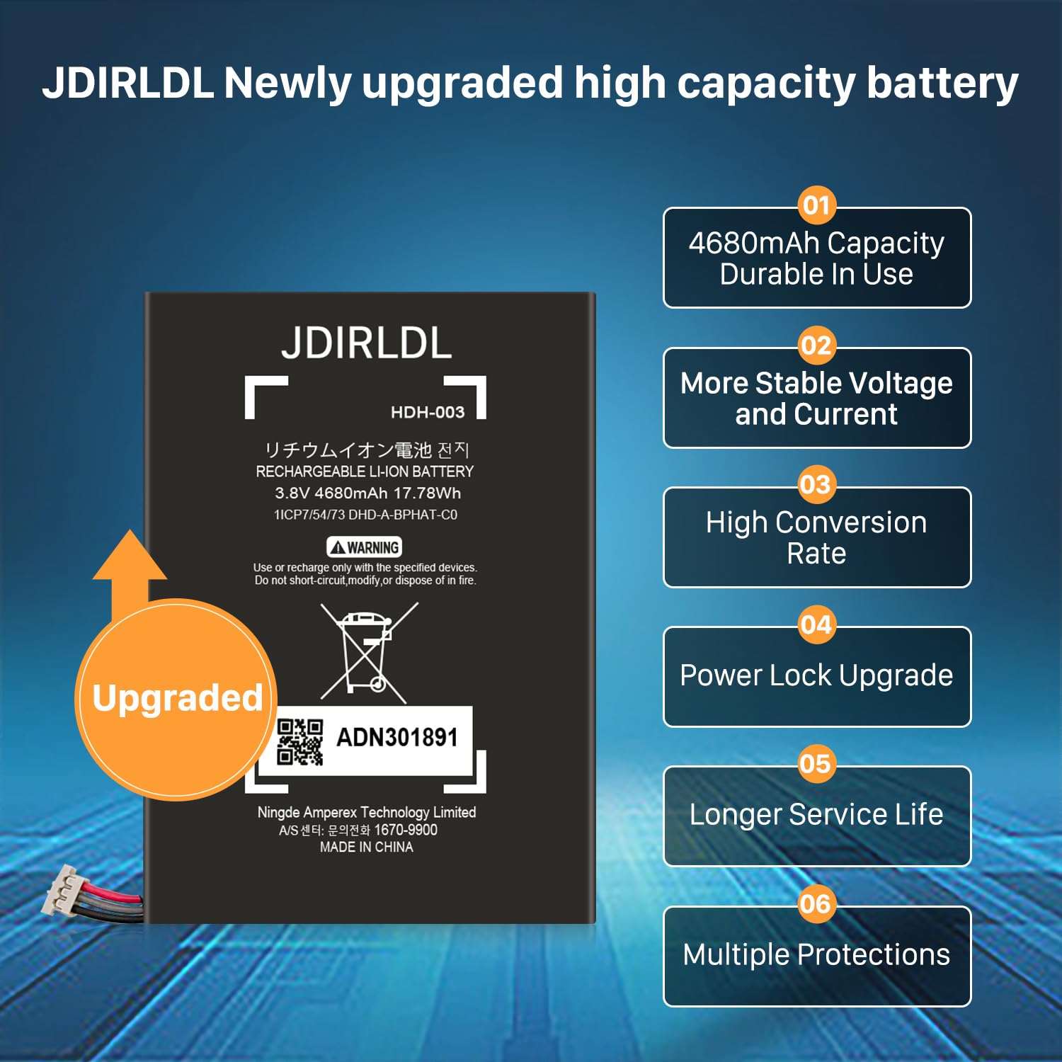 2024 Upgraded 4680mAh 0 Cycle Replacement Battery for Nintendo Switch Lite (HDH-001/HDH-003) with Professional Tool Kit - Perfect for Gaming On-The-Go & Extended Play Sessions