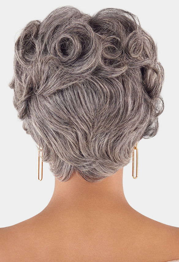 VIVACE BY KISS MAESTRO 100% Human Hair Full Gray Wig - Unprocessed Remy Hair HH Torino for Cosplay, Costume Parties & Fashion Styling