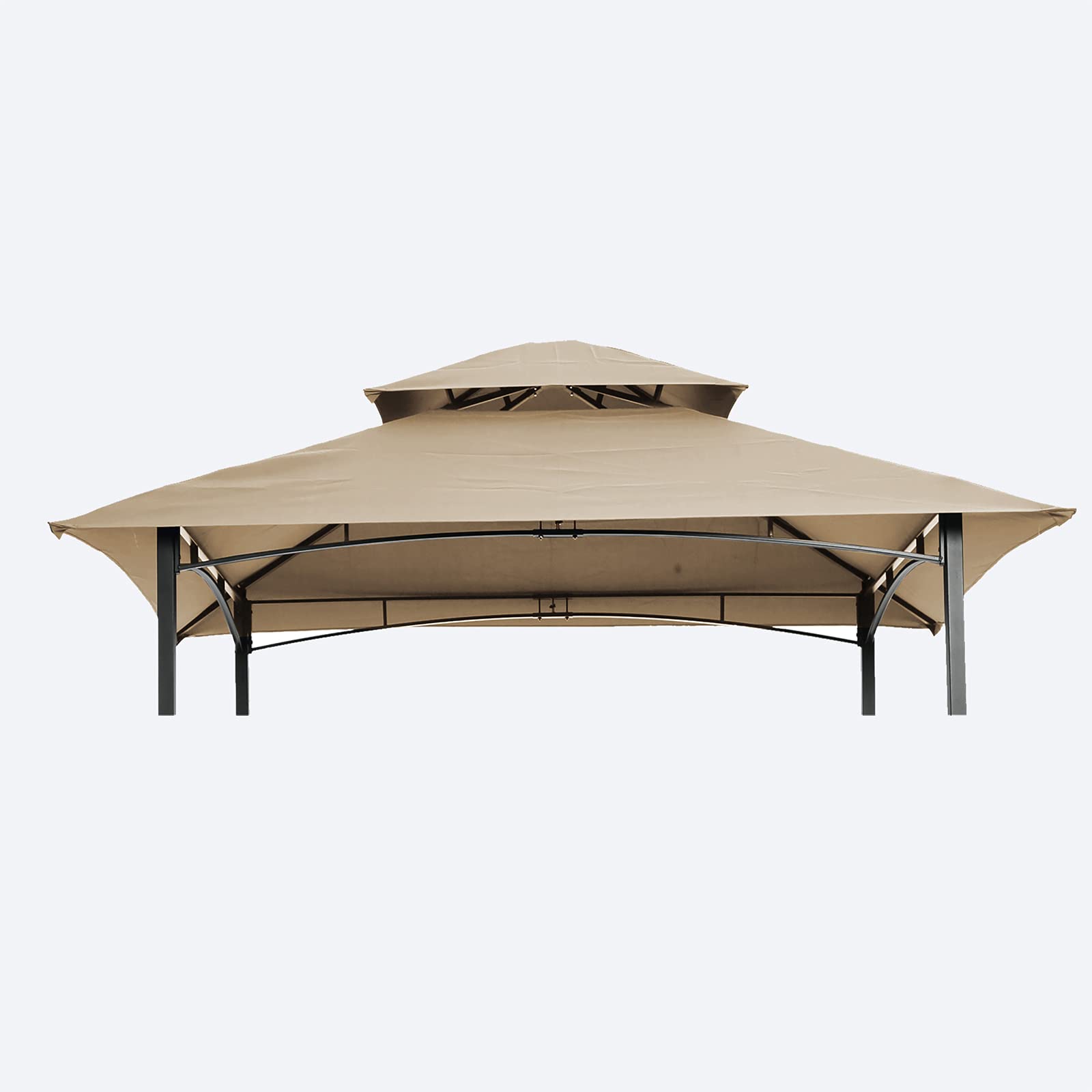 Keseno GT10-CXX 8x5Ft Grill Gazebo Replacement Canopy - Double Tiered BBQ Tent Roof Cover in Beige | Weatherproof Outdoor Patio & Backyard Cooking Shelter for Garden, Poolside & Camping