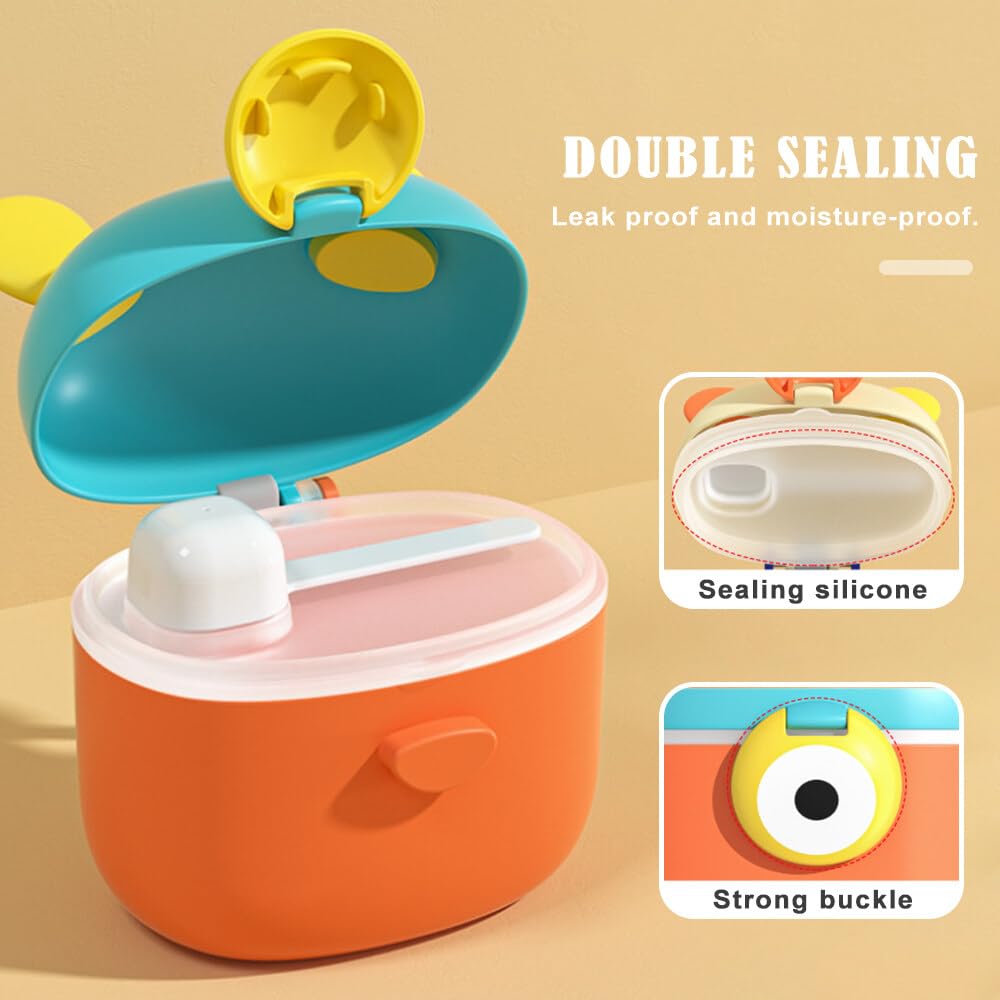 Portable Baby Milk Powder Storage Container with Scraper & Spoon - 400ml Orange Powder Dispenser for Infant Formula, Snacks & Fruits - Perfect for Travel, Daycare & On-the-Go Feeding