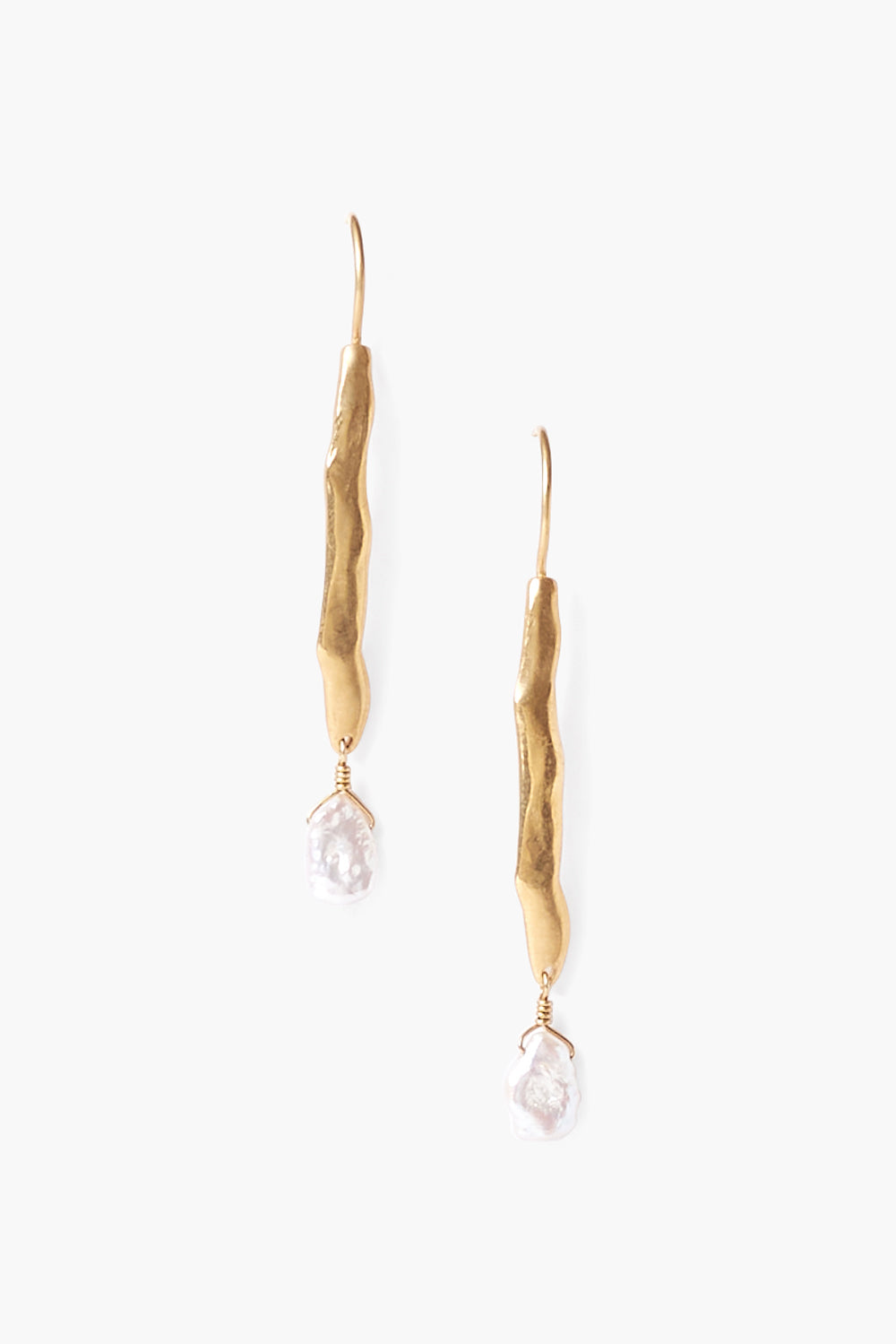 Gold Wave Pearl Drop Earrings for Women - Elegant White Freshwater Pearl Dangle Earrings - Perfect for Weddings, Parties & Special Occasions