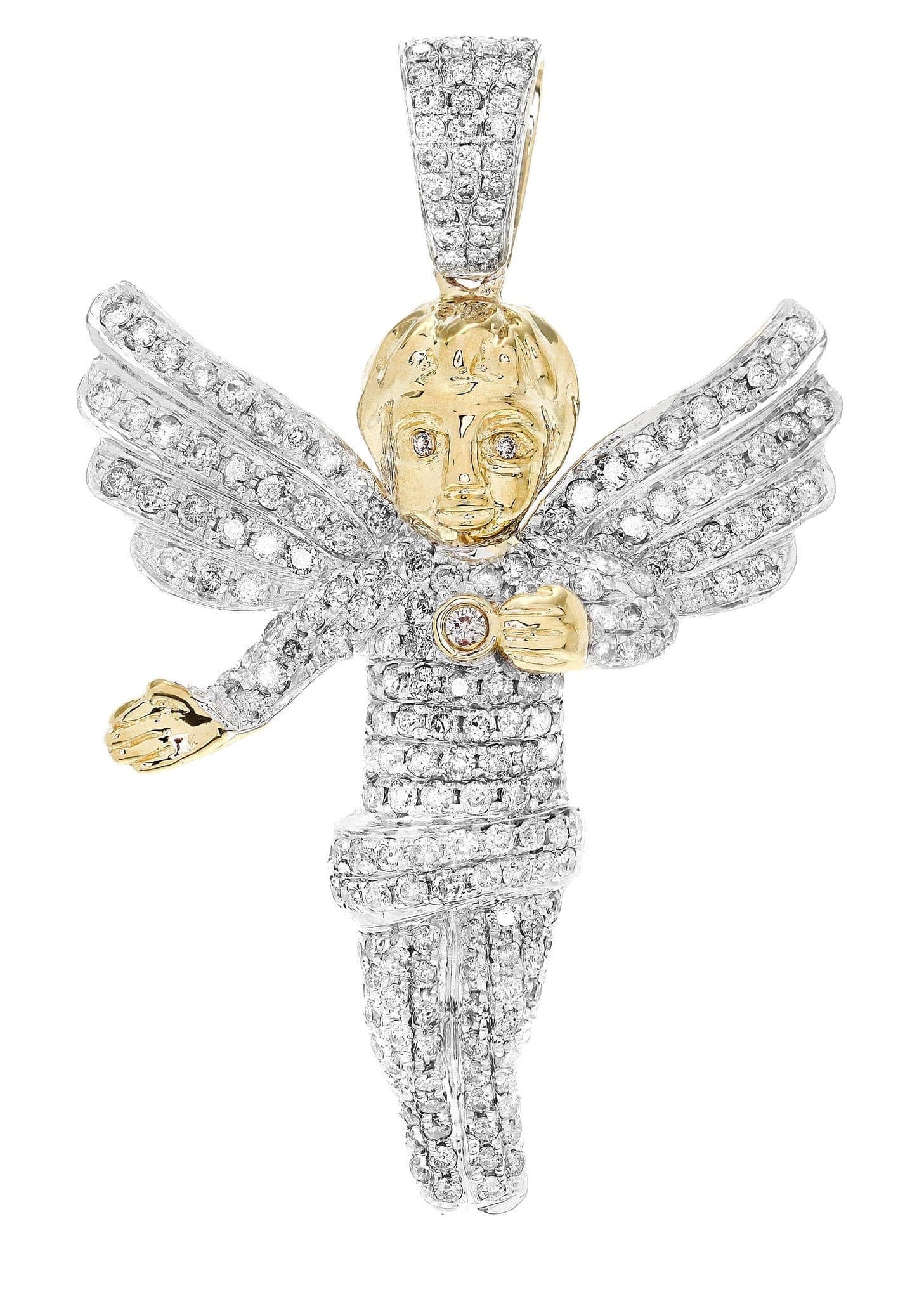 Diamond Angel Pendant Necklace - 13.09 Grams (2.77 Carats) Genuine White Gold Jewelry - Perfect for Gifts, Anniversaries & Special Occasions