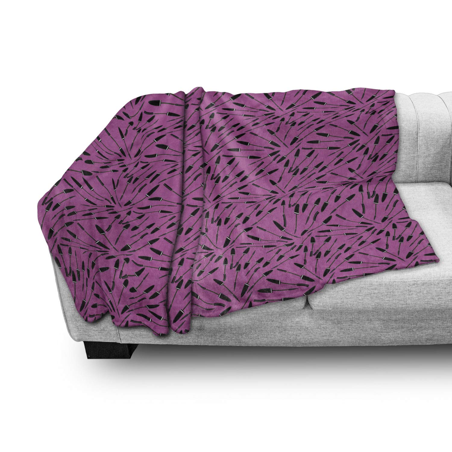 Ambesonne Feminine Throw Blanket - Soft Flannel Fleece with Cosmetics & Mascara Print, 50