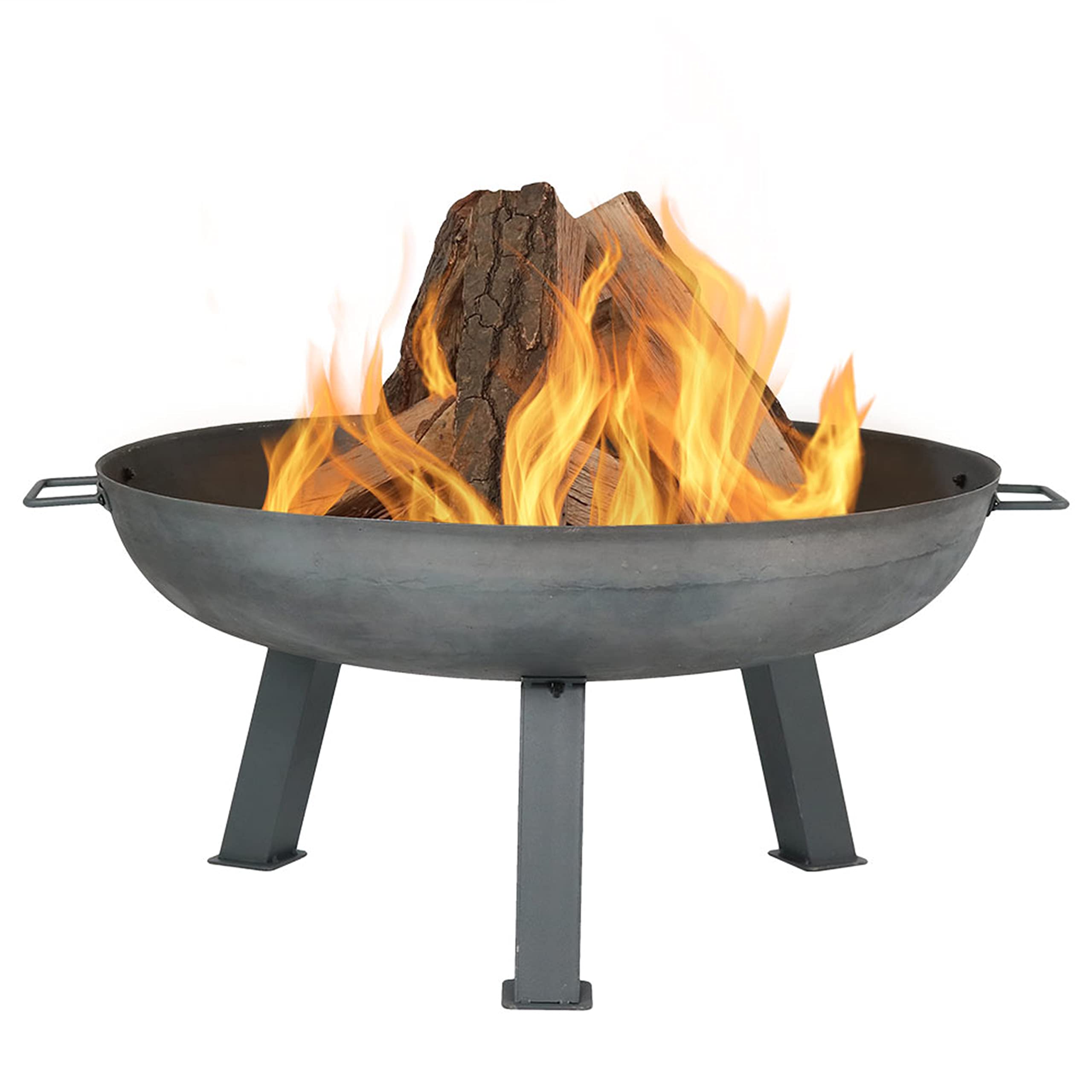 30-Inch Heavy-Duty Cast Iron Wood-Burning Fire Pit for Outdoor Use - Rust-Resistant Steel Finish Fire Bowl with Handles - Perfect for Backyard, Patio, Camping & Bonfire Nights
