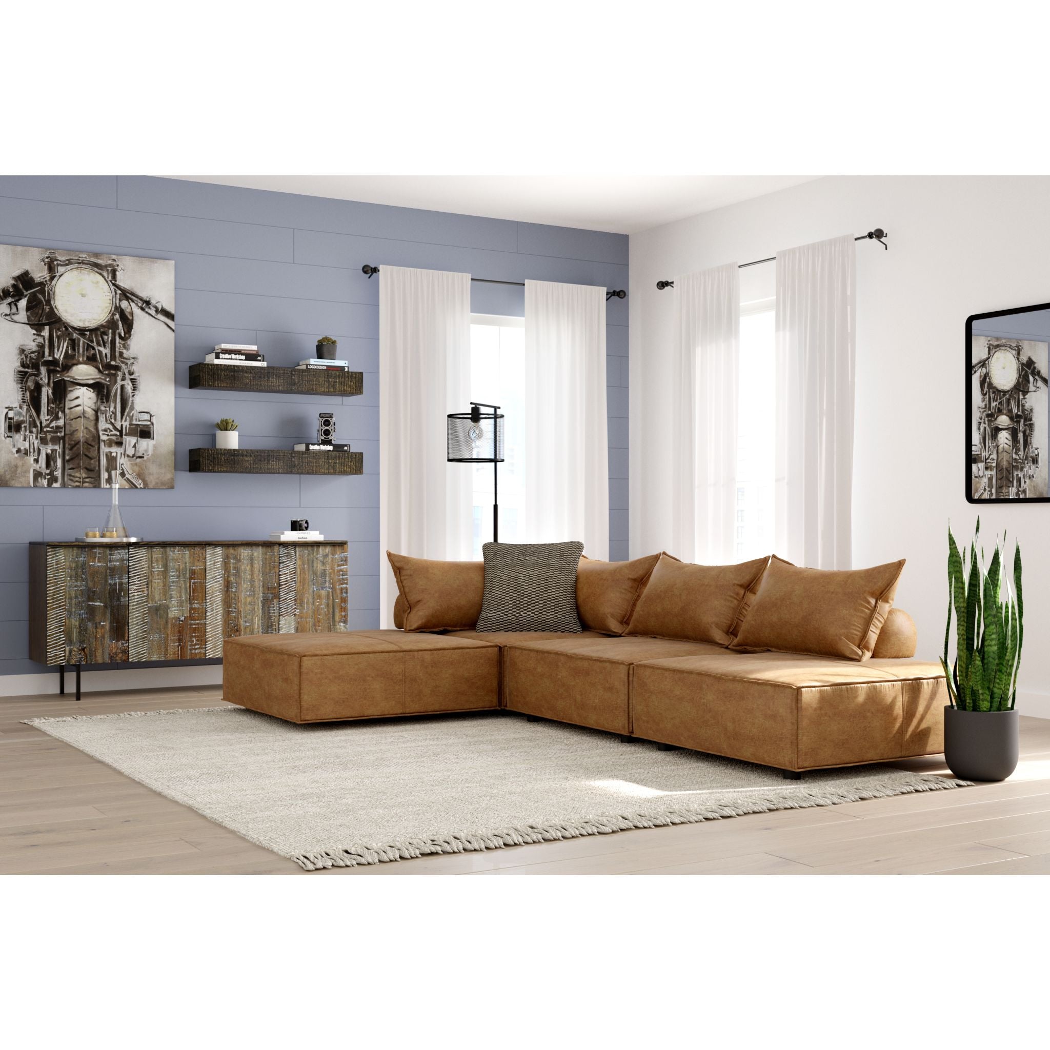 4-Piece Sectional Sofa Set with Reversible Chaise - Modern L-Shaped Couch for Living Room, Family Room & Apartment - Soft Fabric Upholstery, Comfortable Seating - Perfect for Lounging, Entertaining & Small Spaces