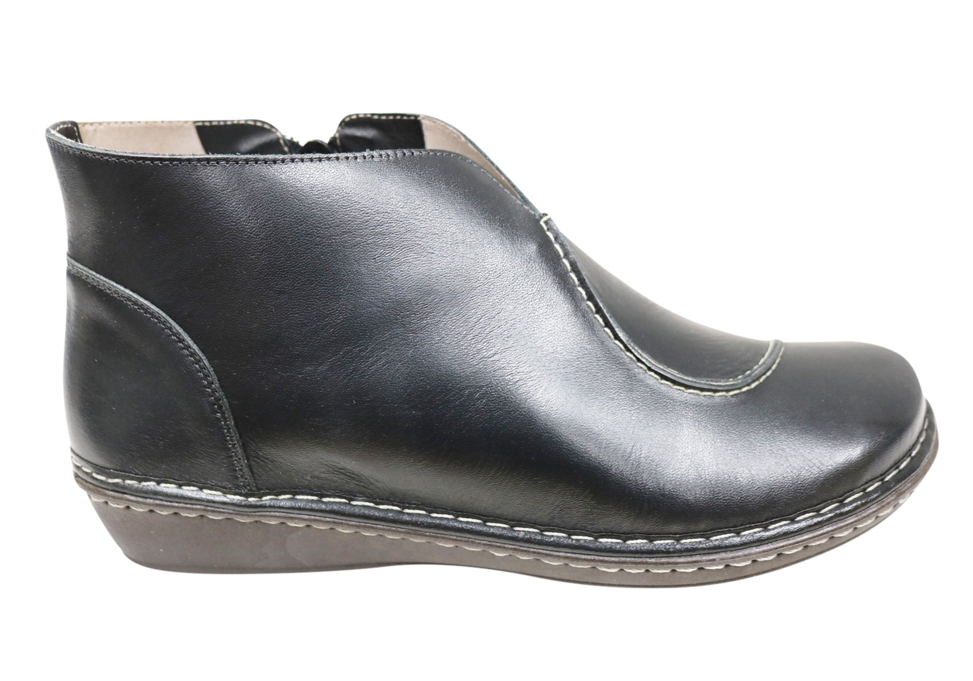 J Gean Insight Women's Comfortable Leather Ankle Boots - Brazilian Made Leather Booties for Walking, Work & Casual Outfits