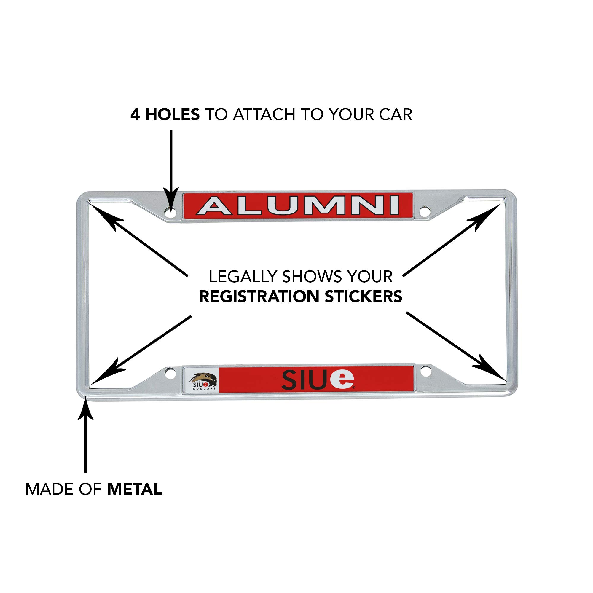 SIUE Cougars Alumni Metal License Plate Frame - Desert Cactus Design Car Tag Holder for Front/Rear Bumper - Perfect for SIU Edwardsville Graduates & Fans - Show School Pride on Your Vehicle