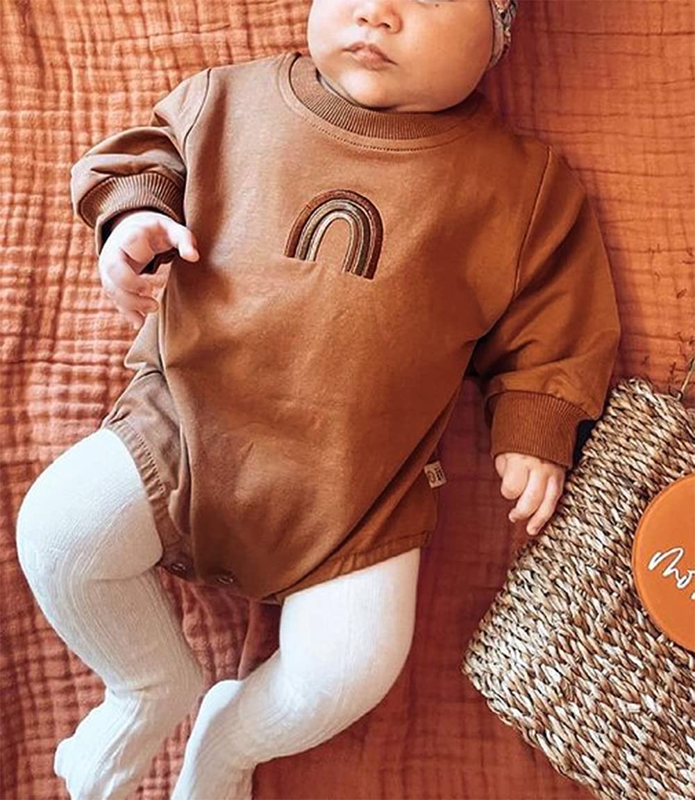 Rainbow Sweater Romper for Baby Girls - Warm Winter Outfit for Newborns & Toddlers | Cozy Fleece Jumpsuit for Playdates, Family Photos & Holiday Gatherings