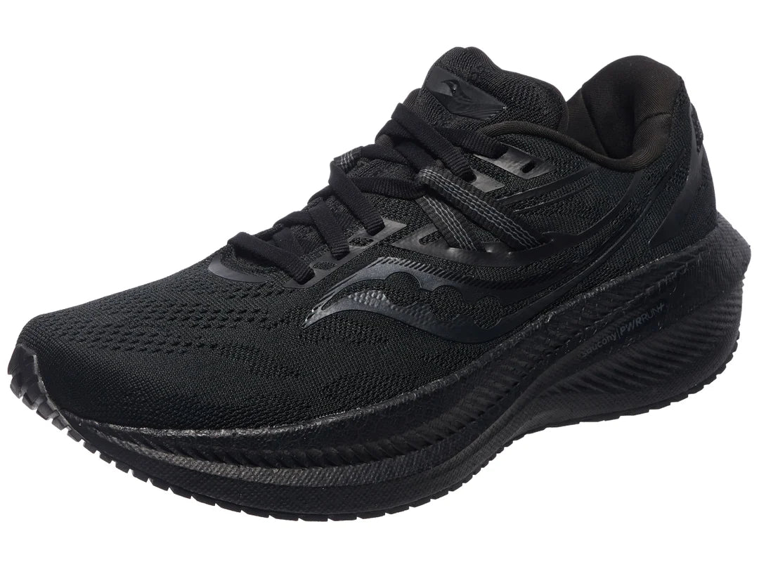 Saucony Women's Triumph 20 Running Shoes - Triple Black Color | Lightweight Cushioned for Long Distance & Marathon Training | Road & Treadmill Use