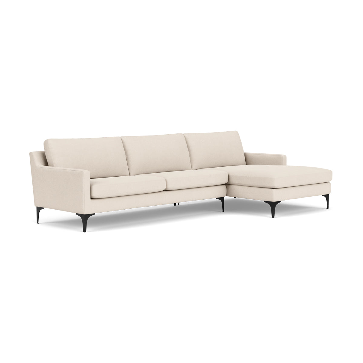 Astha Fabric Right Chaise Sofa - Modern Upholstered Sectional Couch for Living Room, Lounge & Small Spaces