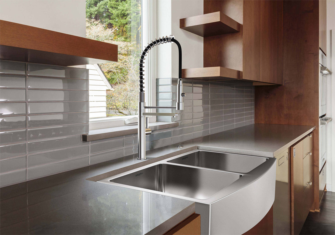 Prestige Series Farmhouse Apron Undermount Stainless Steel 33-Inch 50/50 Double Bowl Kitchen Sink with Grid & Strainer - Perfect for Rustic Kitchens, Food Prep, and Dishwashing