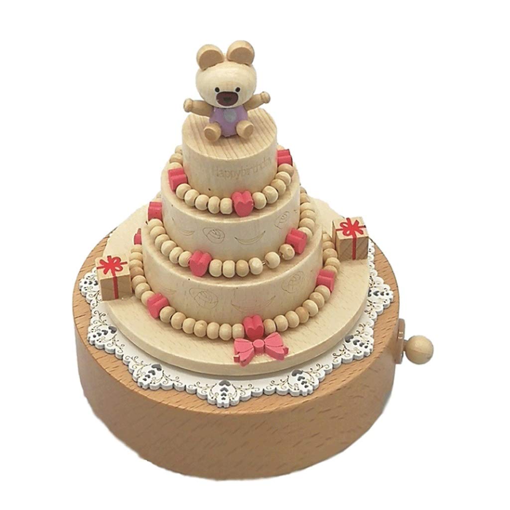 Vintage Wooden Carousel Music Box - Handcrafted Cake-Shaped Musical Jewelry Box, Perfect Birthday Gift for Her, Wedding & Home Decor