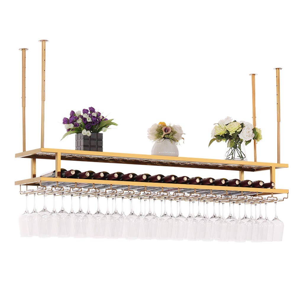 Maryaz Rustic Hanging Wine Rack & Glass Holder - Wall Mounted Storage Shelf for Kitchen, Bar, Wine Cellar, Pantry - Multi-Functional Home Decor (120cm) - Perfect for Entertaining Guests & Organizing Your Wine Collection
