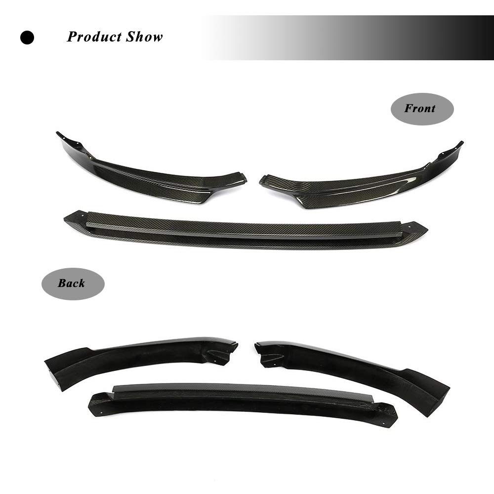Premium Real Carbon Fiber Front Lip for Volkswagen VW Golf 7.5 VII MK7.5 Base Hatchback (2018-2019) - Durable Chin Spoiler & Bumper Cover Protector - Enhances Aerodynamics & Sporty Look for Street Racing & Car Shows