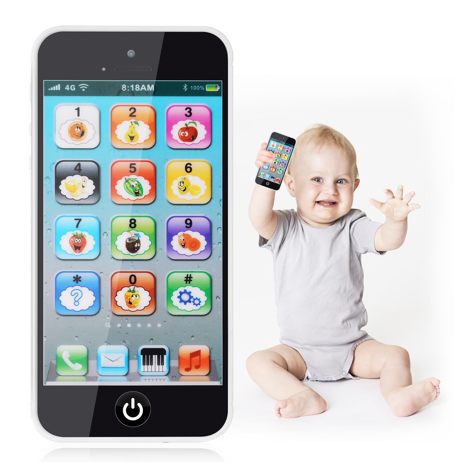 Aolso Interactive English Learning Toy Phone for Toddlers & Preschoolers - Educational Touch Screen with Lights & Music - Early Learning & Travel Companion | Perfect for Home, Classroom & Car Rides - Great Birthday Gift & Screen-Free Entertainment for Daycare Activities (Black) | Ideal for Playtime, Language Development & Road Trips