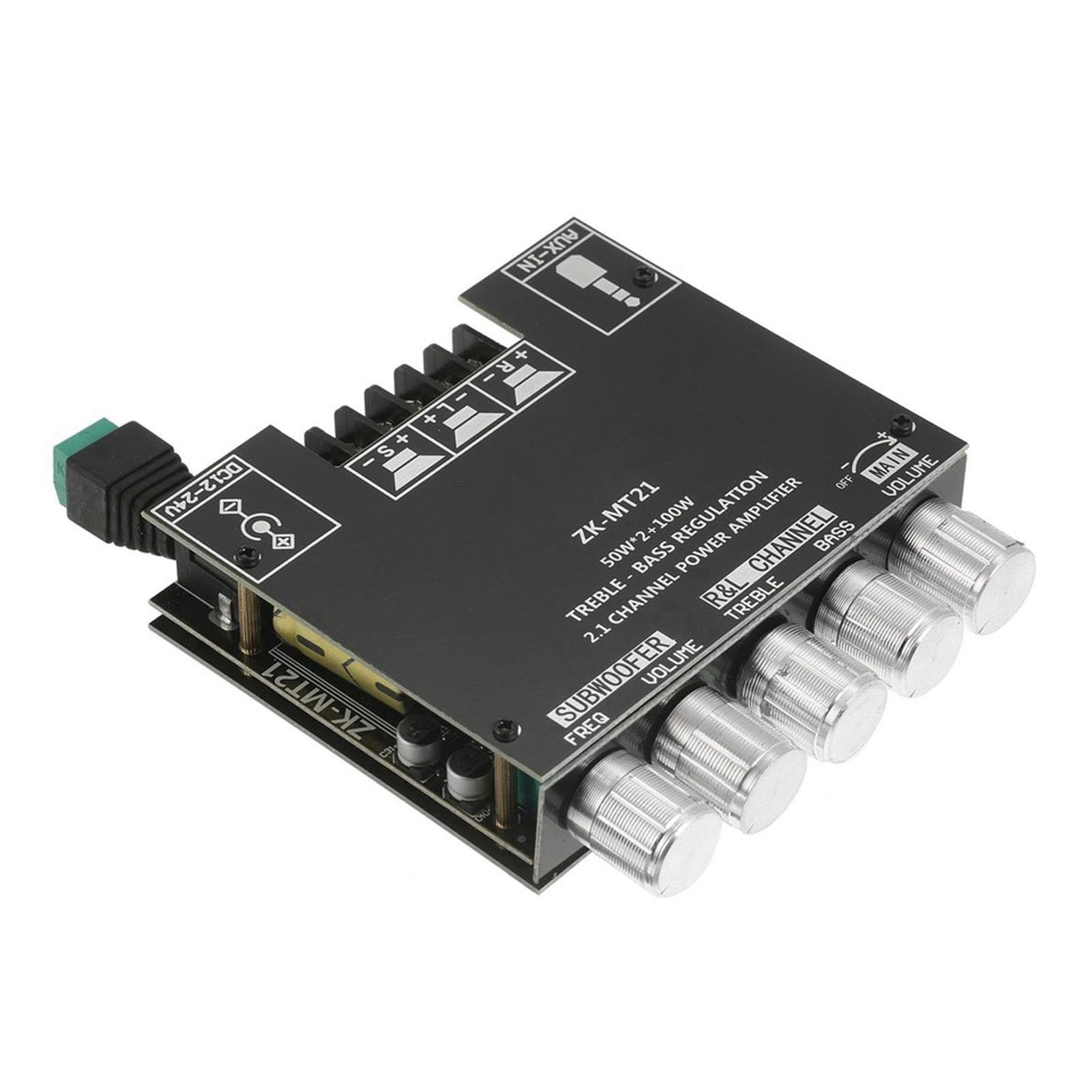 ZK-MT21 Digital Stereo Amplifier Board with Bluetooth 2.1 Channel, 12-24V DC HiFi Audio Power Amp Module for 15-100W 4-8Ω Speakers, Ideal for Home Theater and Car Audio Systems
