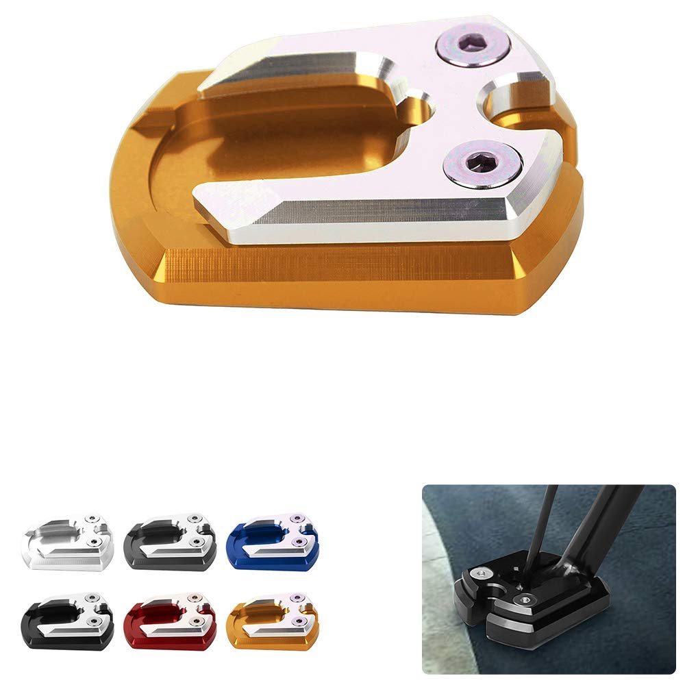 **Motorcycle Kickstand Pad for Yamaha XMAX 125/250/300 - Gold Foot Side Stand Accessory - Prevents Sinking & Protects Surfaces - Ideal for Parking on Soft Ground or Hot Pavement**