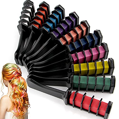 10-Piece Temporary Hair Chalk Set - Vibrant Hair Color Sticks for Quick & Easy Hair Styling | Perfect for Halloween, Christmas, Cosplay, Parties & Birthday Gifts | Washable & Non-Damaging Hair Dye Alternative