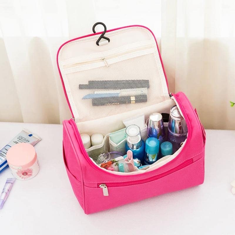 Coskira Waterproof Makeup Bag for Women - Travel Cosmetic Organizer with Brush Storage, Portable Toiletry Pouch for Gym, Vacation & Daily Use - Stylish Pink Beauty Accessories
