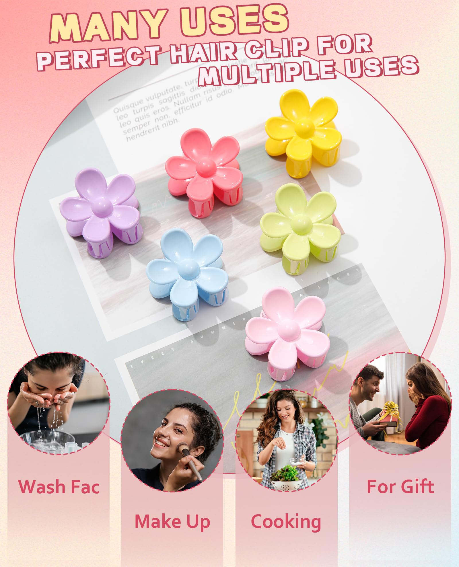 Small Claw Hair Clips & Jaw Clamps for Thin Hair - Glossy Flower Hair Accessories for Women & Girls | Perfect for School, Work & Everyday Styling