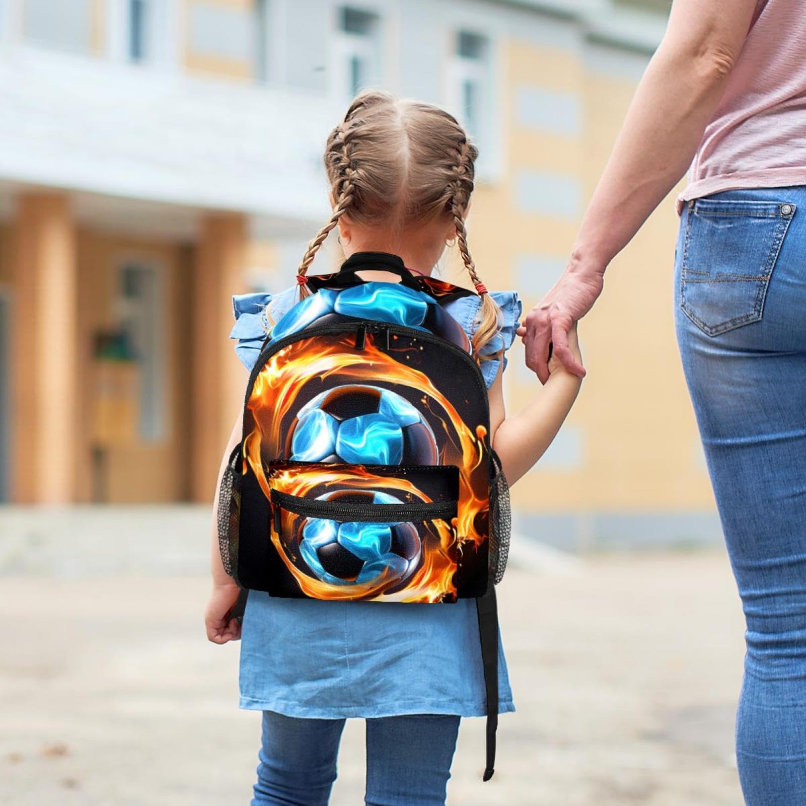 Best Travel Backpack for Women & Men - Lightweight Durable Hiking Backpack with Flaming Football Design - Perfect for Outdoor Adventures, Camping & Daily Commute