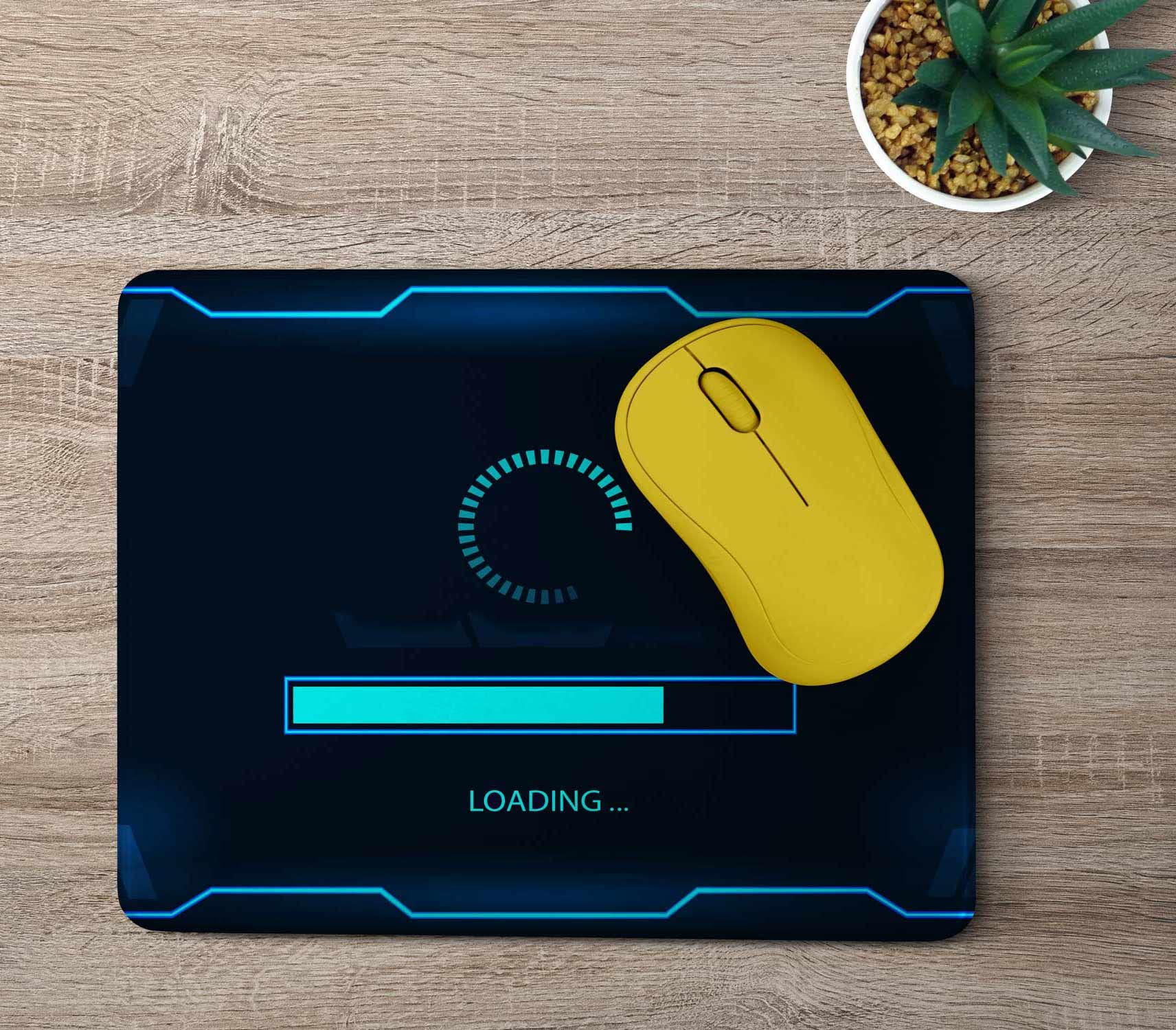 Premium Gaming Mouse Pad with Non-Slip Rubber Base & Stitched Edges - Blue Loading Bar Design for PC, Laptop, Esports - Perfect for Gaming, Office & Home Workspace