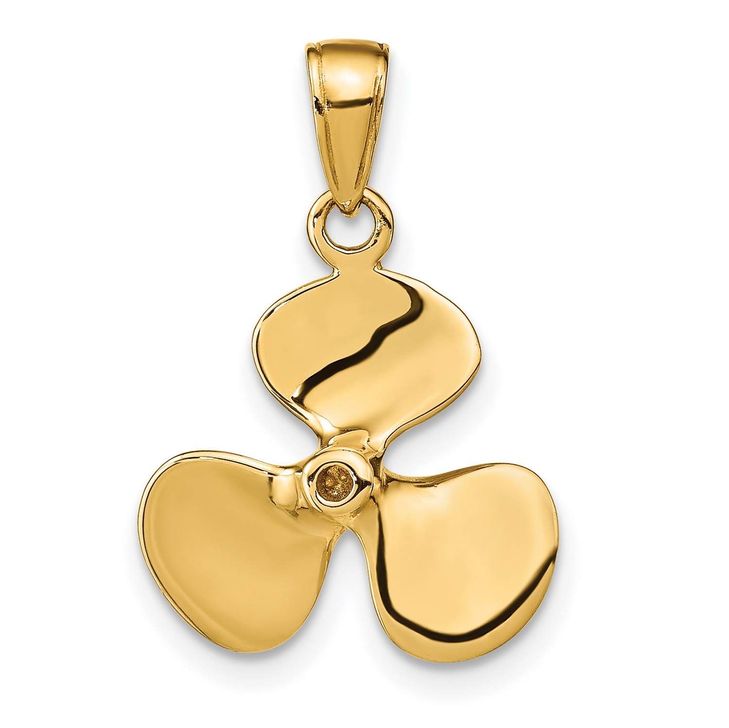 14K Yellow Gold 3D Boat Propeller Pendant Necklace - 22mm x 16mm Polished Nautical Jewelry for Men & Women - Perfect for Sailing Enthusiasts, Marine Lovers & Unique Gift Occasions