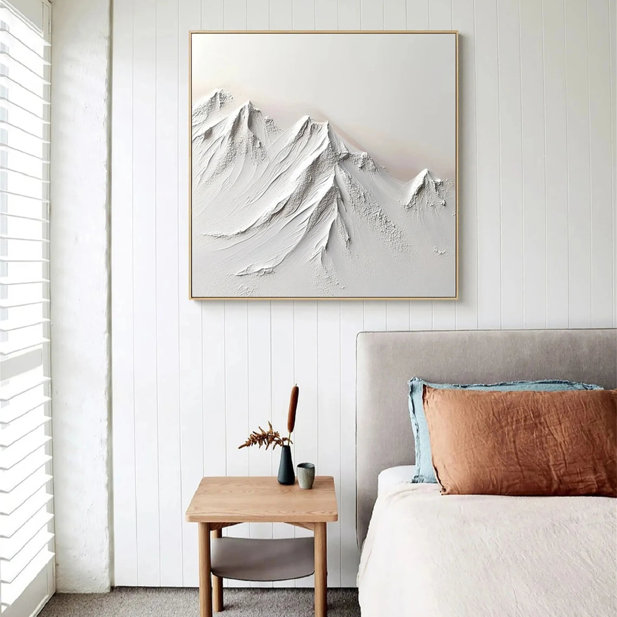 White Minimalist Textured Painting Canvas #MM237 - Abstract Wall Art for Modern Home & Office Decor