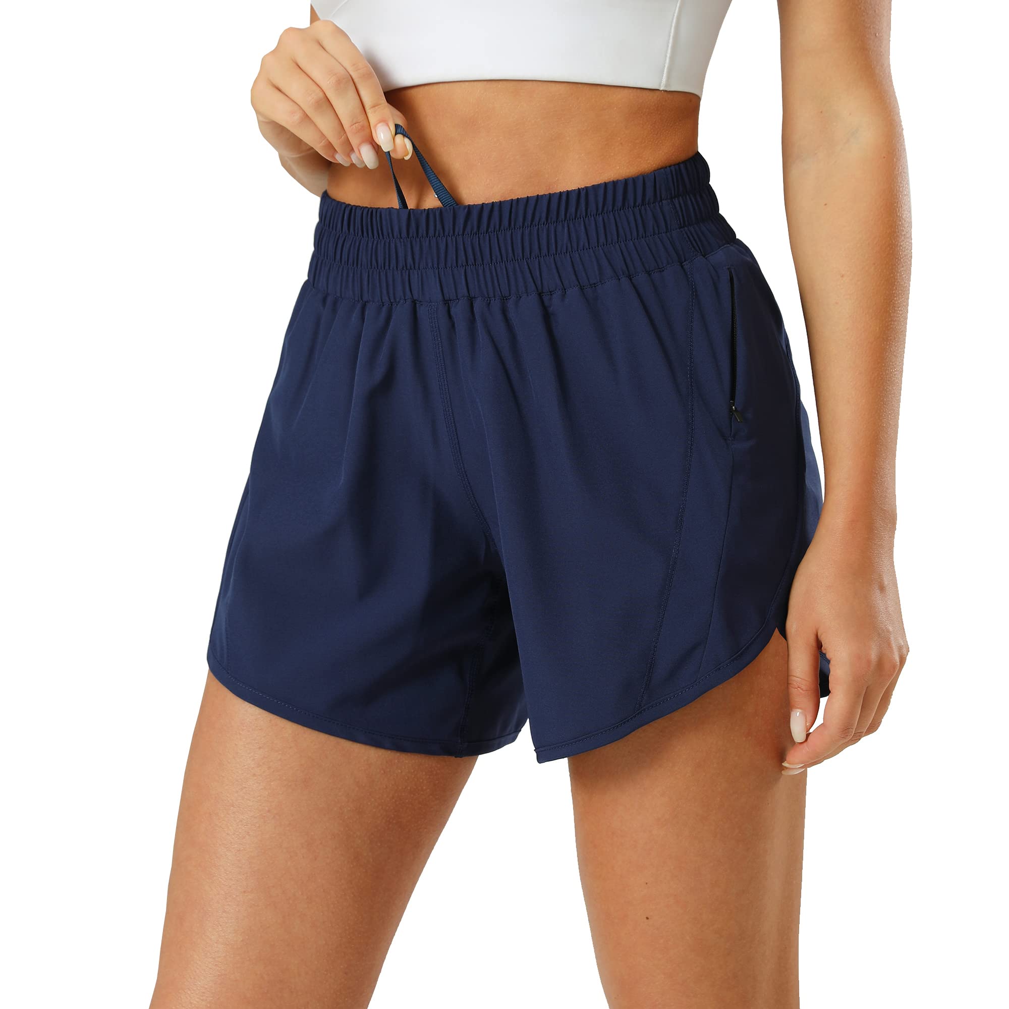 Aurefin Women's Quick Dry Running Shorts with Elastic Waist & Zip Pocket - Lightweight Athletic Shorts for Workout, Track, Gym & Outdoor Activities