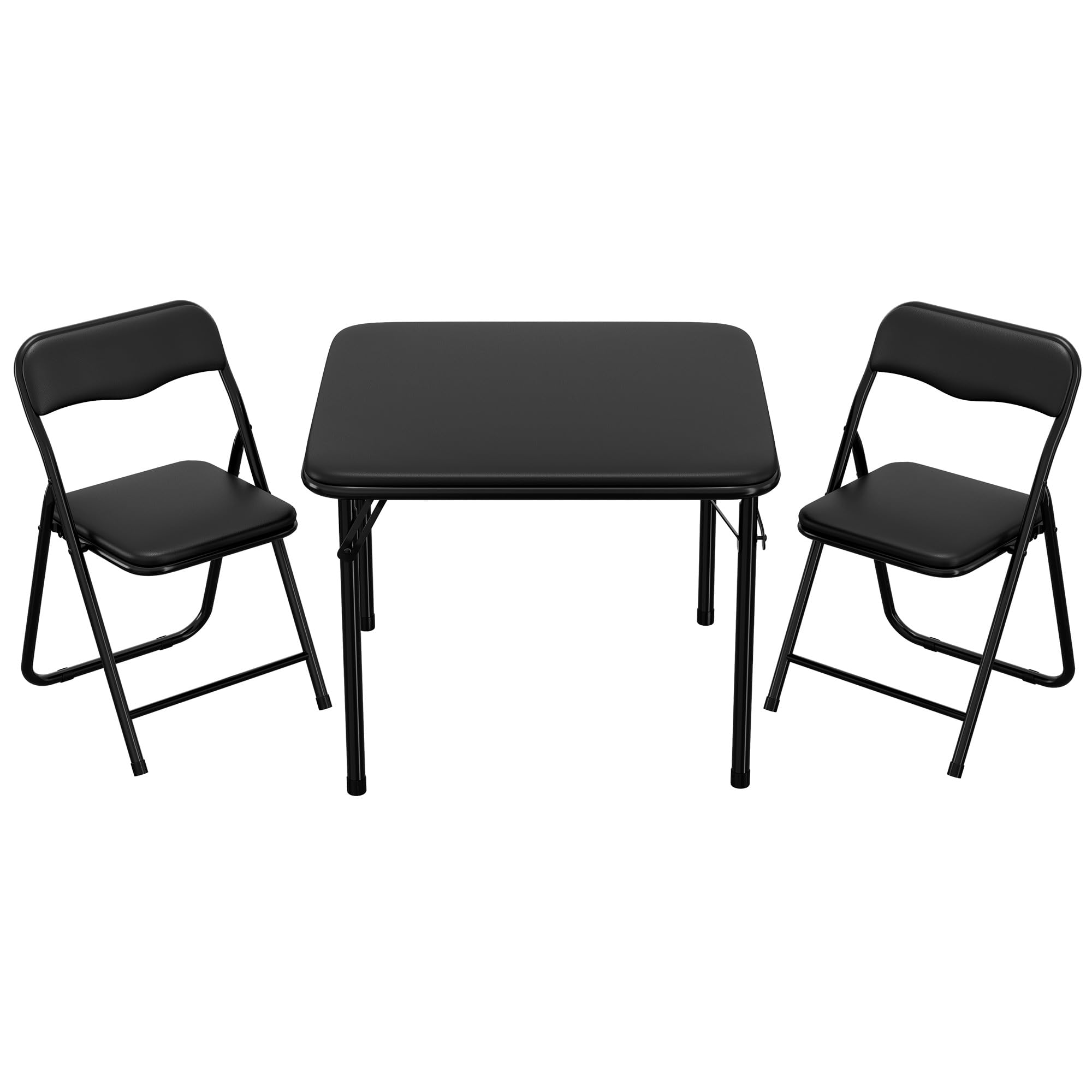 GAOMON 3-Piece Kids Folding Table and Chairs Set - Portable Children's Study Desk with PU Soft Cushion - No Assembly Required - Perfect for Eating, Reading, Playing & Homeschooling - Ideal for Playroom, Nursery & Preschool Classroom