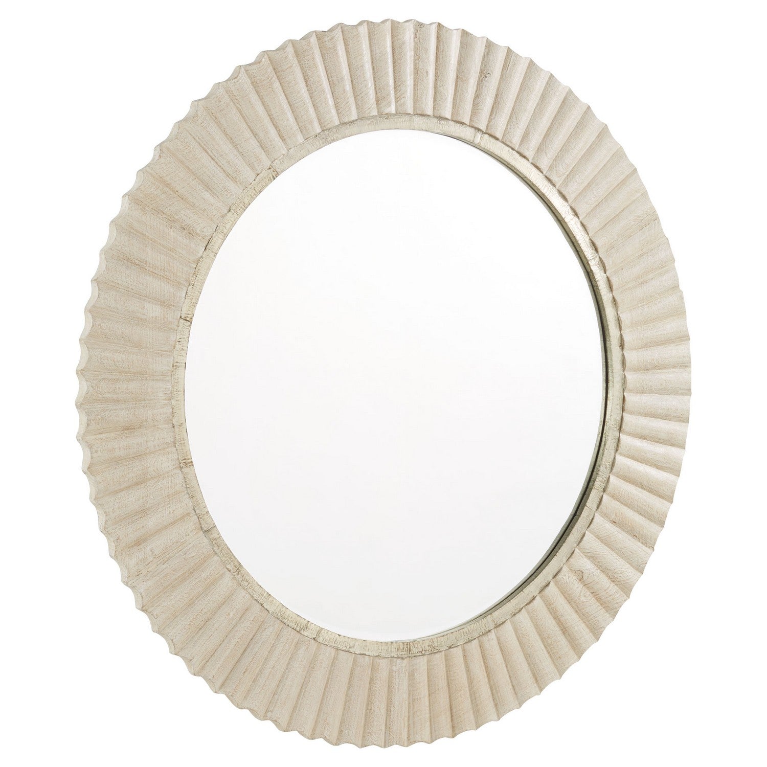 Cyan Design 11612 Estriada Round Mirror - Cerused White Finish - Vintage Style Wall Mirror for Living Room, Bedroom & Bathroom Decor