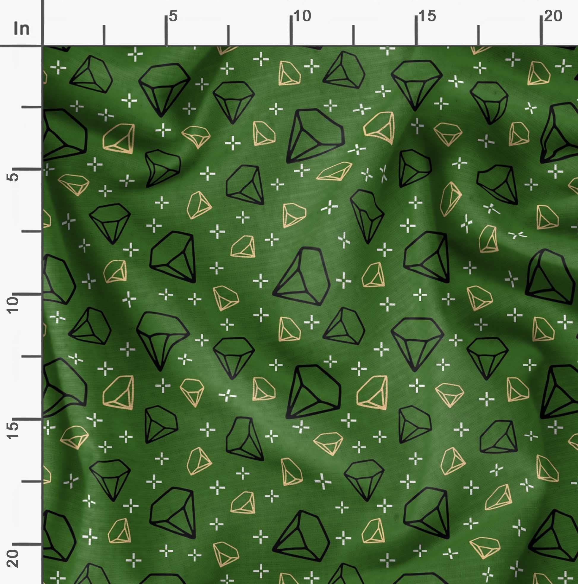 Soimoi Moss Green Georgette Fabric by The Yard - 42 Inch Wide Diamond Geometric Print - Elegant Classic Design for Dresses, Curtains & Home Decor