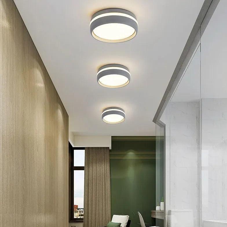 Modern Round Dual Tone Ceiling Light Fixture - Matte Black & Brushed Gold Finish - Perfect for Hallway, Entryway, Foyer, and Staircase Lighting