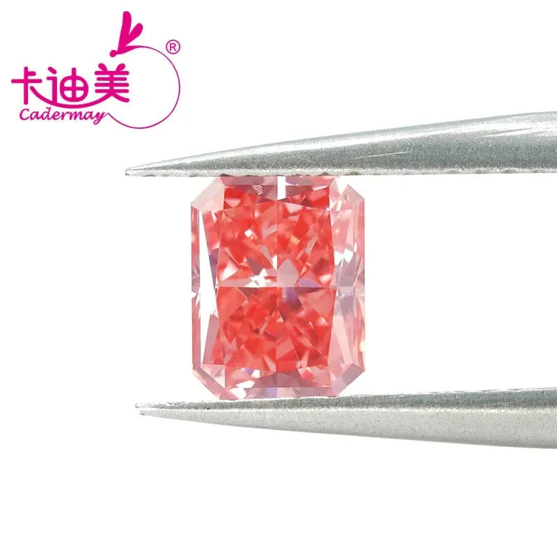 CADERMAY Radiant Shape Fancy Vivid Pink VVS1 Clarity CVD Lab-Grown Diamond - Certified Loose Gemstone for Jewelry Making | Engagement Rings, Necklaces & Custom Jewelry Designs