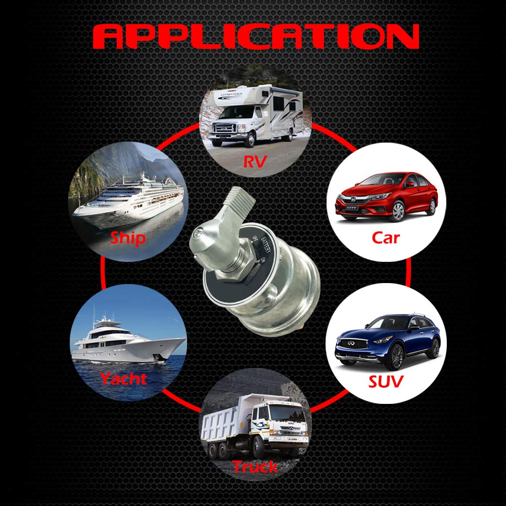 Ampper 12-24V Heavy Duty Battery Disconnect Switch - 200A On/Off Power Cut Isolator for Cars, Trucks, RVs & Boats | Perfect for Vehicle Storage, Maintenance & Emergency Shutoff