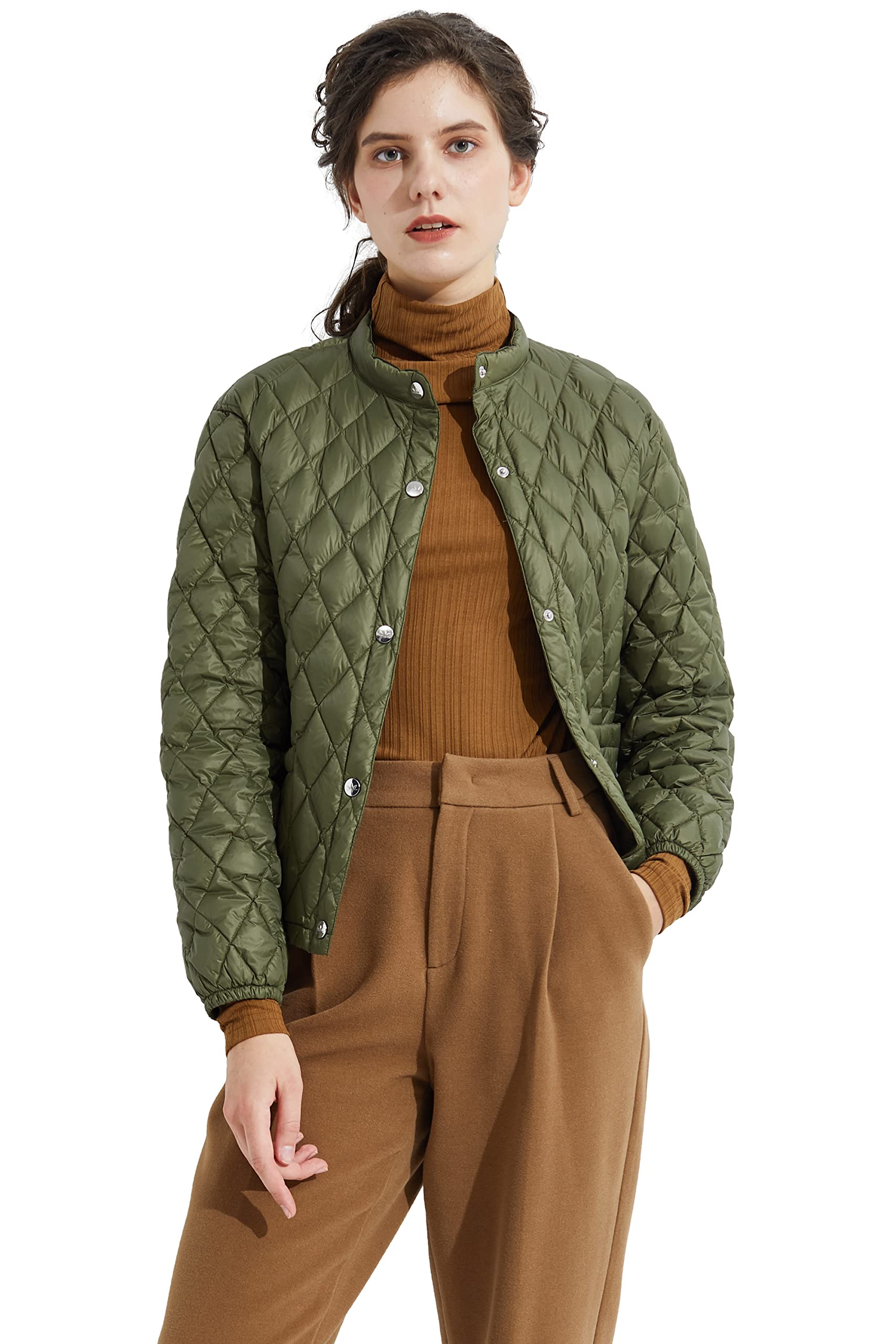 Orolay Women's Lightweight Cropped Puffer Jacket - Packable Stand Collar Down Coat for Winter, Fall & Spring | Outdoor Activities, Travel & Casual Wear