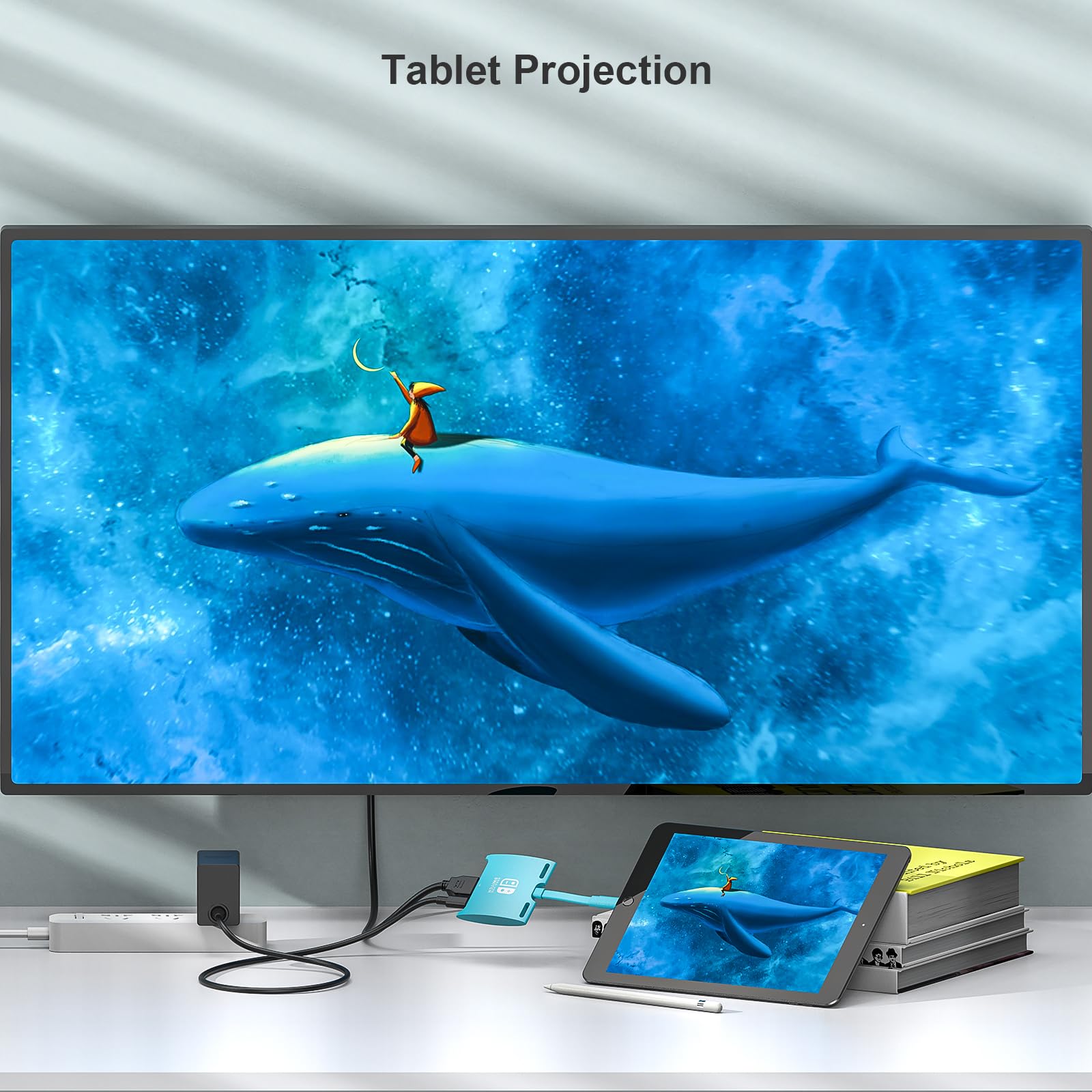 Nintendo Switch/OLED Dock Adapter - Portable TV Charging Station with HDMI & USB 3.0 Ports, 100W Fast Charging, USB-C to HDMI Mini Travel Dock for Switch, MacBook, Samsung Devices (Blue) - Perfect for Gaming, Travel & Home Entertainment