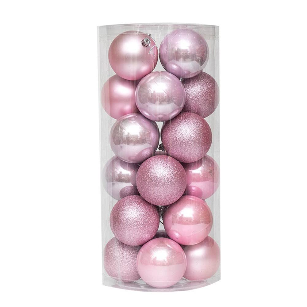 24-Piece Shatterproof Christmas Ball Ornaments - Pink Hanging Tree Decor for Holiday, Party & Home Decoration | Perfect for Xmas Trees, Gifts & Festive Celebrations