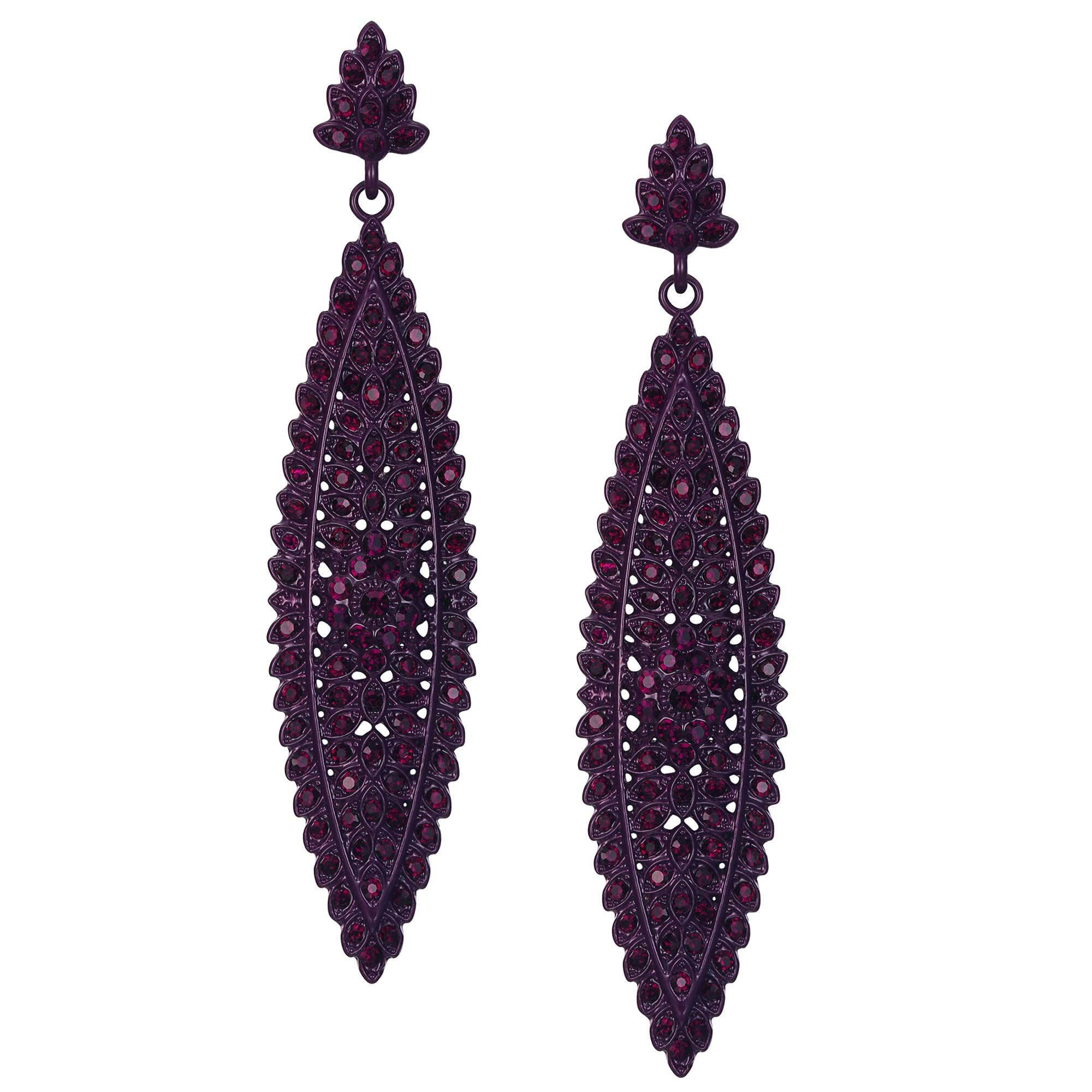 Crysdue Teardrop Earrings for Women | Austrian Crystal Leaf Dangle Earrings | Elegant Chandelier Earrings for Wedding, Prom, Party | Perfect Bridal Accessories & Evening Wear Jewelry